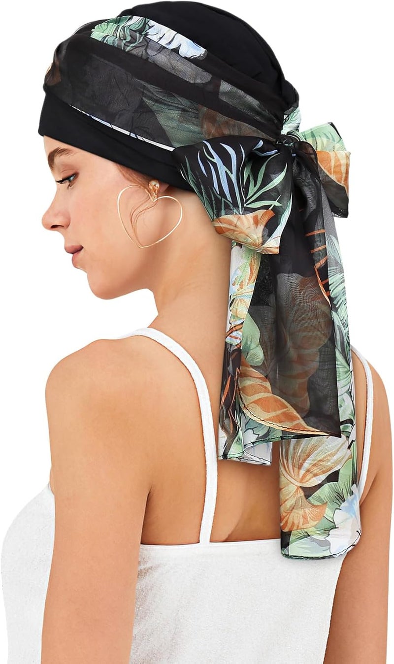 Awefeel Chemo Hats for Women – Extra Long 47" Chiffon Scarf – Soft Cancer Headwear for Hair Loss – Stylish Chemo Caps - Image 3